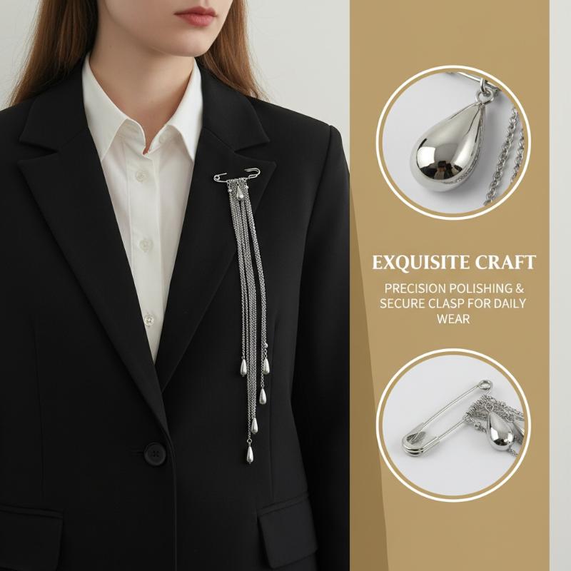 Mens Formal Look - بروش أنيق بتصميم قطرة ماء وشرابة