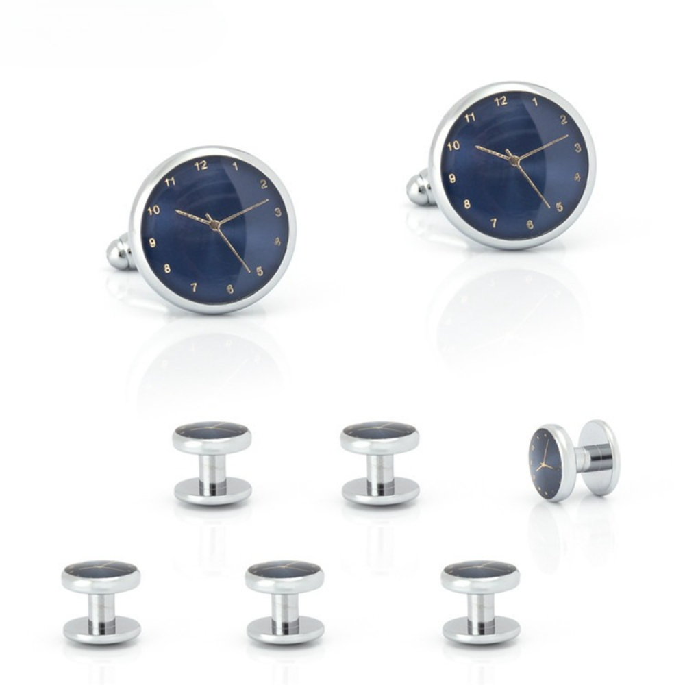 طقم أزرار أكمام ومشابك ياقة ذه - مراجعة Cufflinks Silver Set وسعره