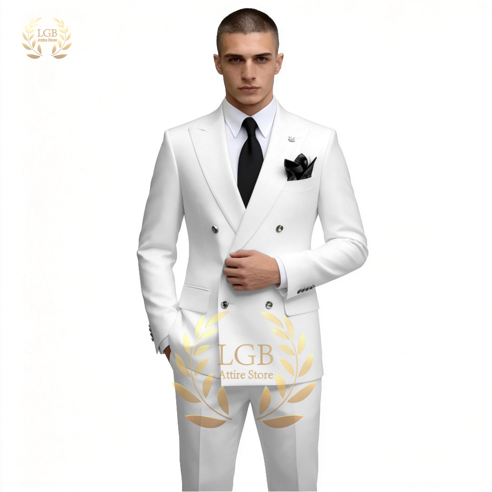 بدلة رجالية بيضاء مزدوجة الصدر - مراجعة Men'S Formal Evening Wear وسعره