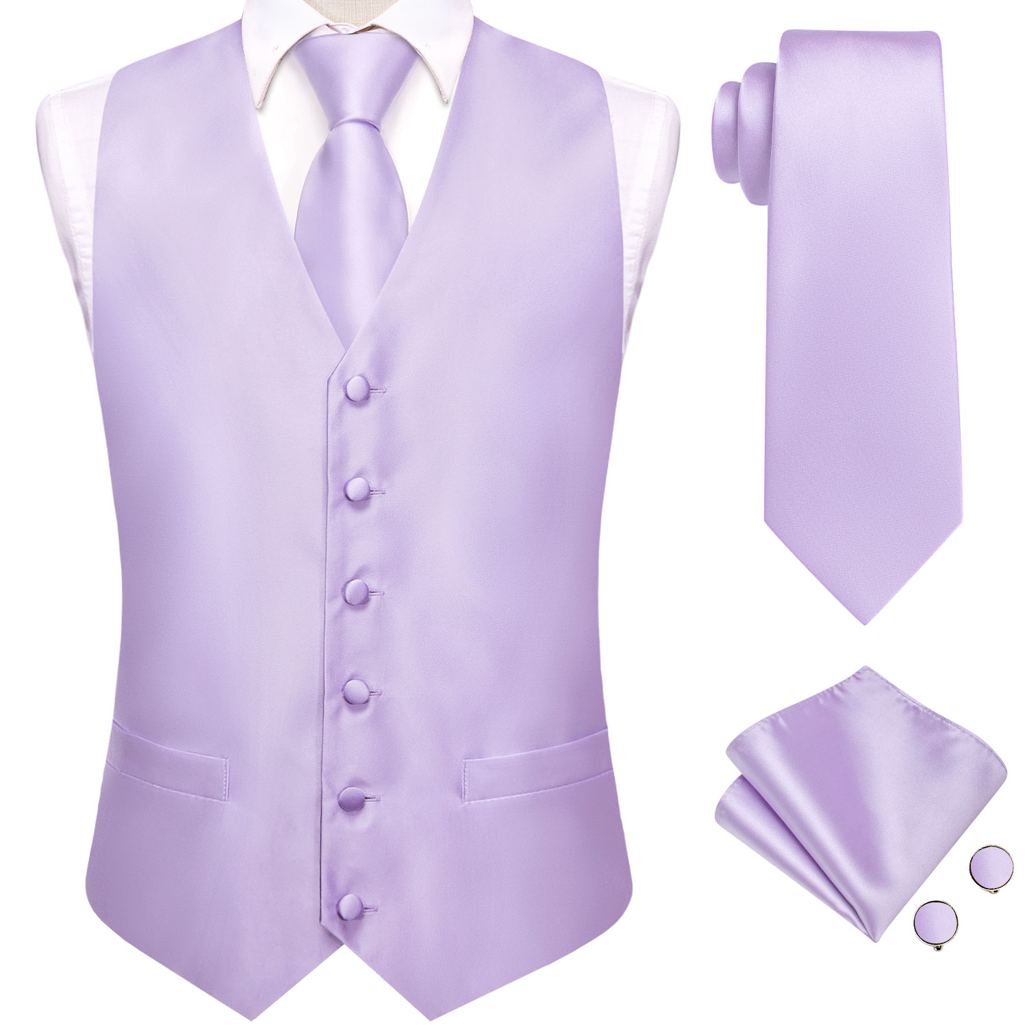 طقم بدلة رجالي 4 قطع بلون بنفس - مراجعة Men Formal Wear Vest وسعره