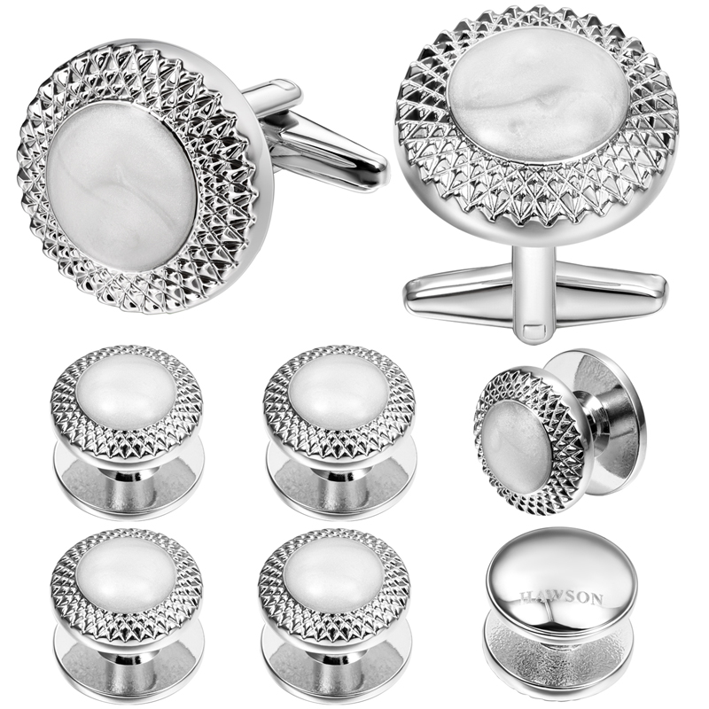 مجموعة أزرار أكمام وأزرار قمصا - مراجعة Cufflinks Silver Set وسعره