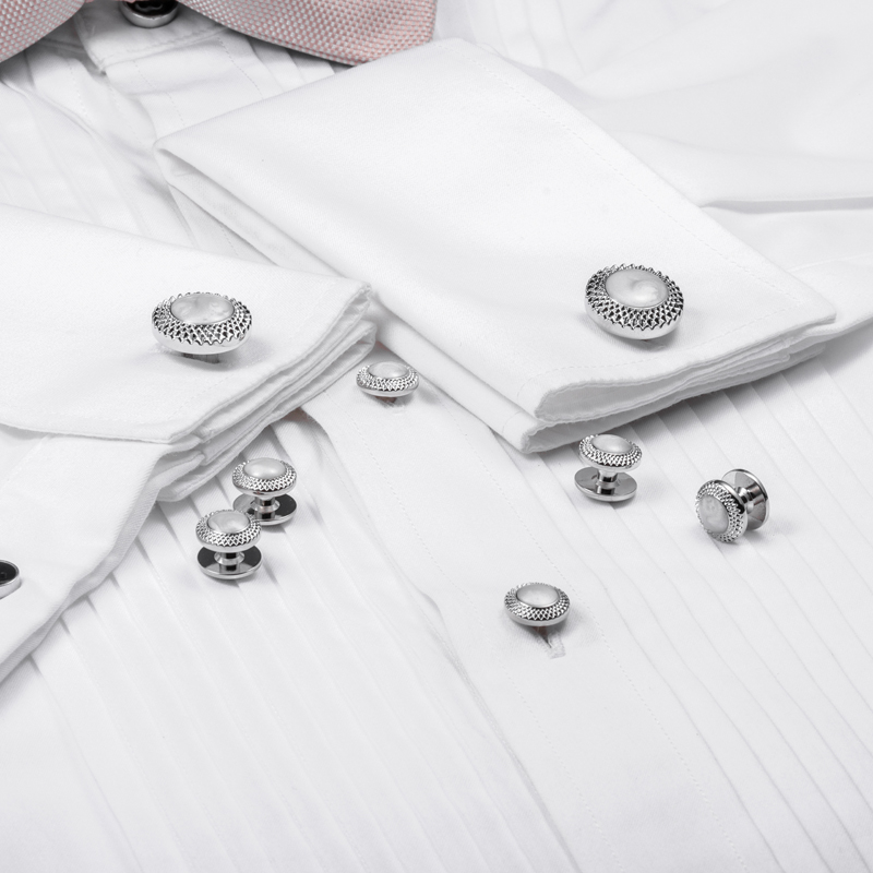 مجموعة أزرار أكمام وأزرار قمصا - مراجعة Cufflinks Silver Set وسعره